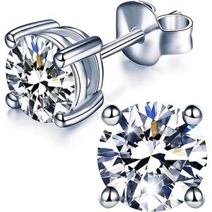 1/2/3ct Moissanite Stud Earrings for Women 925 Sterling Silver Hypoallergenic